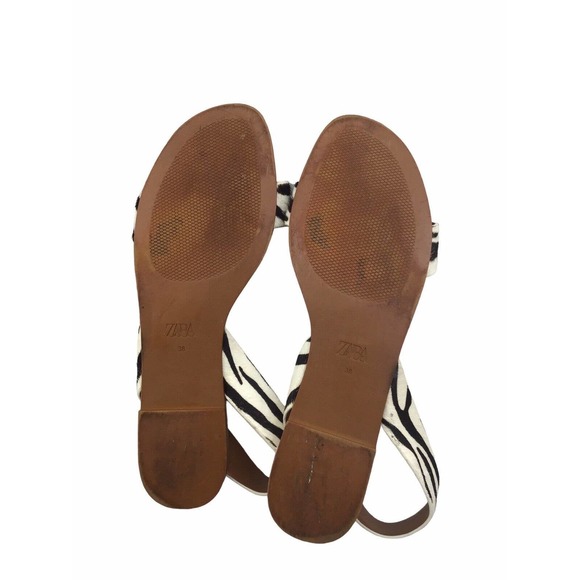 ZARA LADIES ZEBRA ANIMAL PRINT FLAT SANDALS SIZE 38-7M - Picture 7 of 10